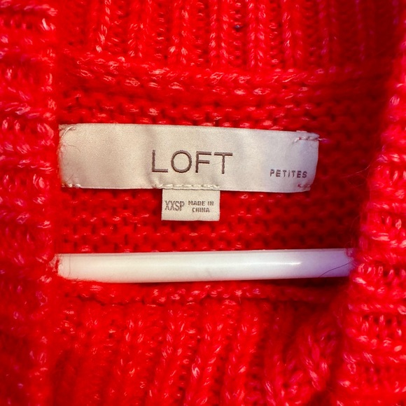 LOFT Red Cowl Neck Cable Knit Sweater - Picture 4 of 4